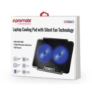 Охлаждающая подставка для ноутбука Promate AirBase-1 Black, airbase-1.black UA