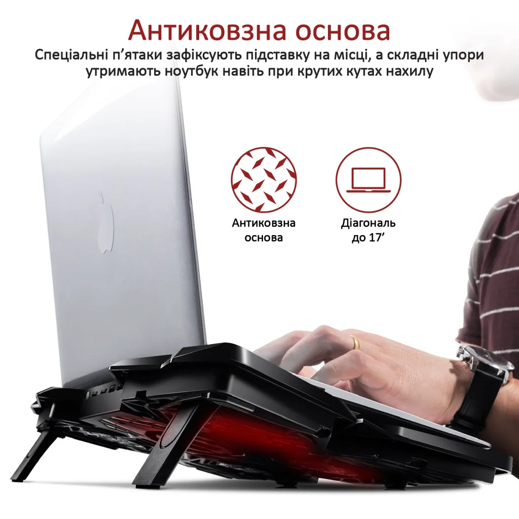 Охолоджувальна підставка для ноутбука Promate AirBase-3 Black, airbase-3.black UA