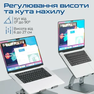 Охлаждающая подставка для ноутбука Promate DeskMate-7 Grey, deskmate-7.grey UA