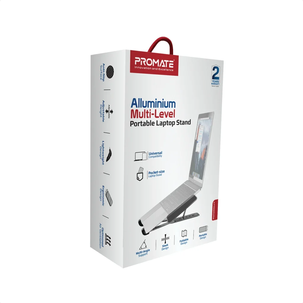 Охлаждающая подставка для ноутбука Promate PocketMount Grey, pocketmount.grey UA