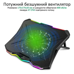 Охлаждающая подставка для ноутбука Promate Vertux Glare Black, glare.black UA