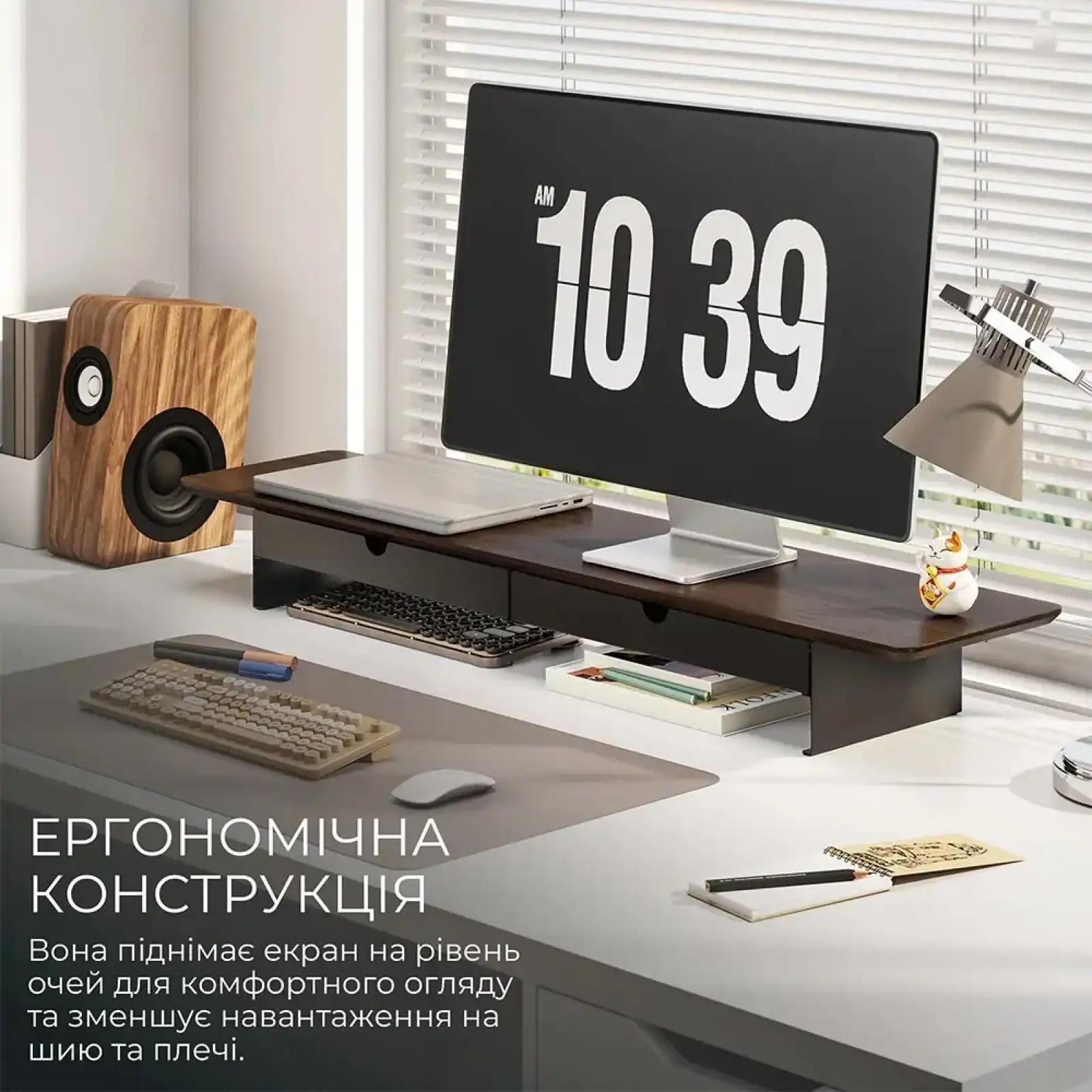 Подставка для монитора OfficePro MR164DW Dark Wood/Black UA