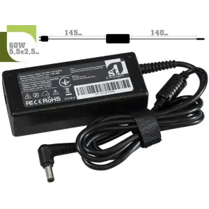 Блок живлення 1StCharger для ноутбука Dell 19V 60W 3.16A 5.5х2.5мм + каб.жив. (AC1STDE60WD) UA