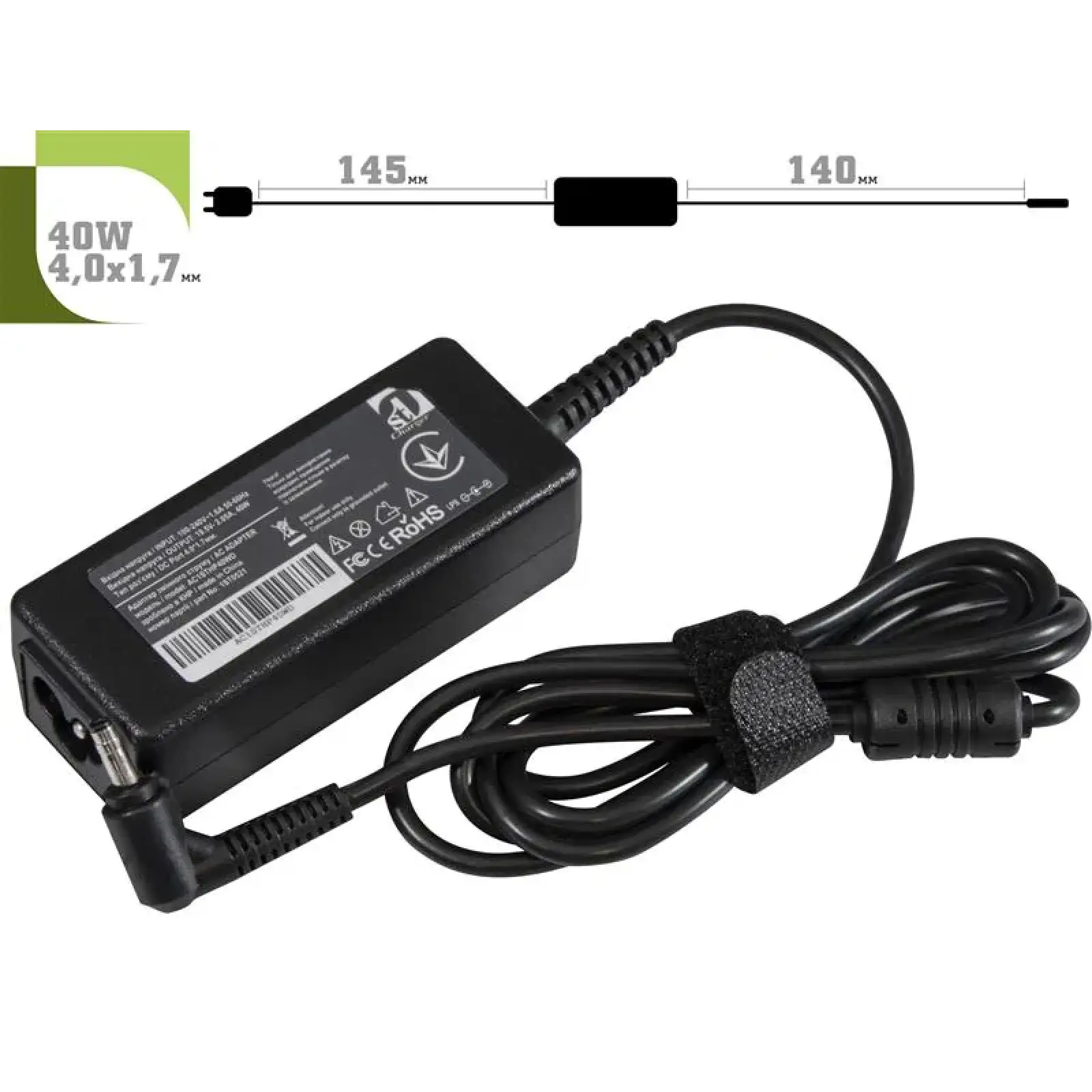 Блок живлення 1StCharger для ноутбука HP 19.5V 40W 2.05A 4.0х1.7мм + каб.жив. (AC1STHP40WD) UA