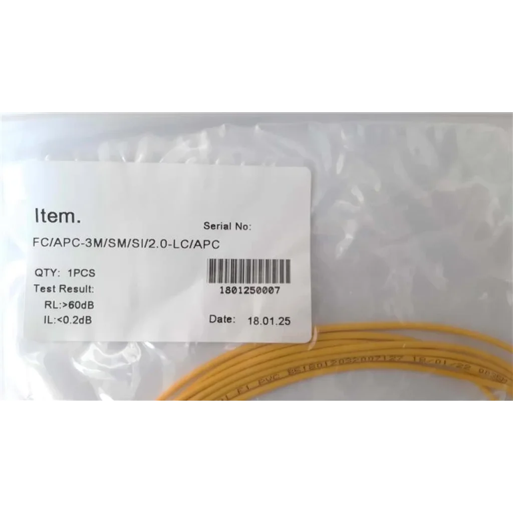 Патчкорд Abee LC/APC-FC/APC simplex, G657A, 2.0mm, 3m UA