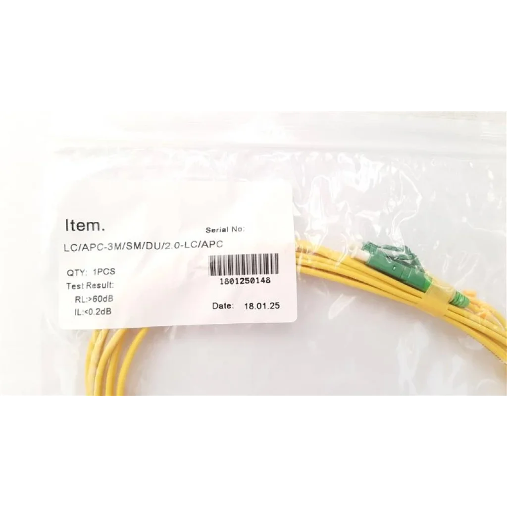 Патчкорд Abee LC/APC-LC/APC duplex, G657A, 2.0mm, 3m UA