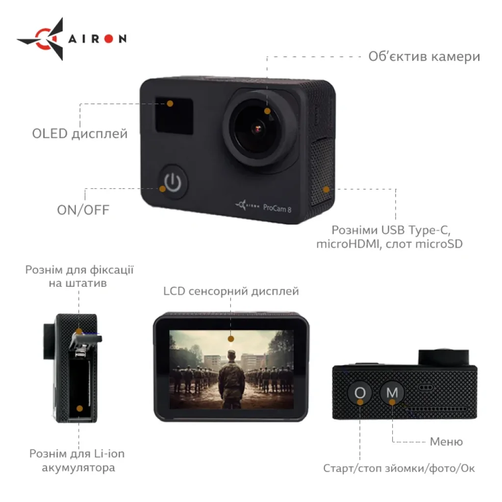 Набор экшн камеры для тактических шлемов AIRON ProCam 8 UA