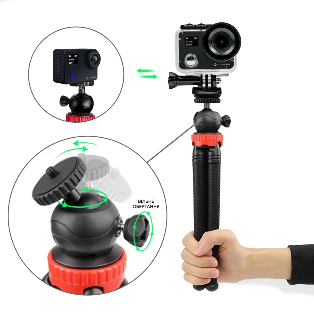 Гнучкий штатив AIRON AC74-2 (L) для екшн-камер GoPro, AIRON, SONY, ACME, Xiaomi, SJCam, EKEN, ThiEYE UA