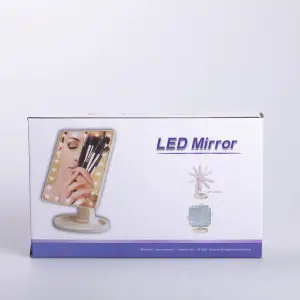 Настольное зеркало с подсветкой 22 LED для макияжа 21х16 см прямоугольное на ножке USB Черное HP-10-4AB Yiwu UA