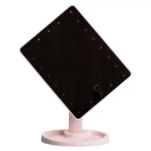 Настольное зеркало с подсветкой 22 LED для макияжа 21х16 см прямоугольное на ножке USB Розовое HP-10-4AP Yiwu UA