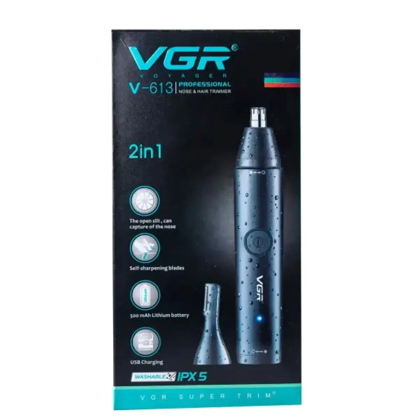Триммер для носа и ушей VGR аккумуляторный 5 Вт с насадками V-613 (HPV613) UA