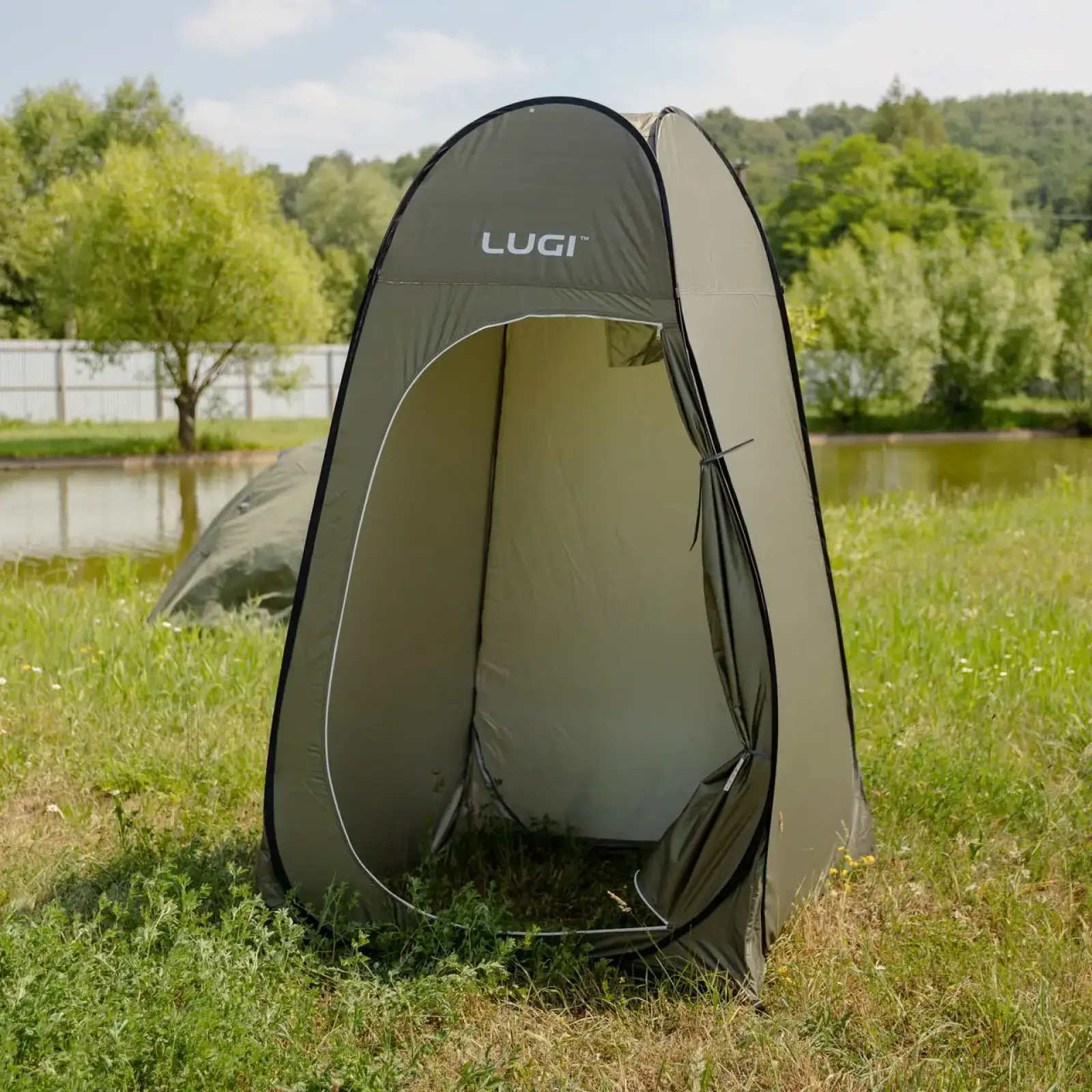 Намет душ-туалет для кемпінгу автомат 120×120×190 (см) LU-015DGR Хакі Lugi