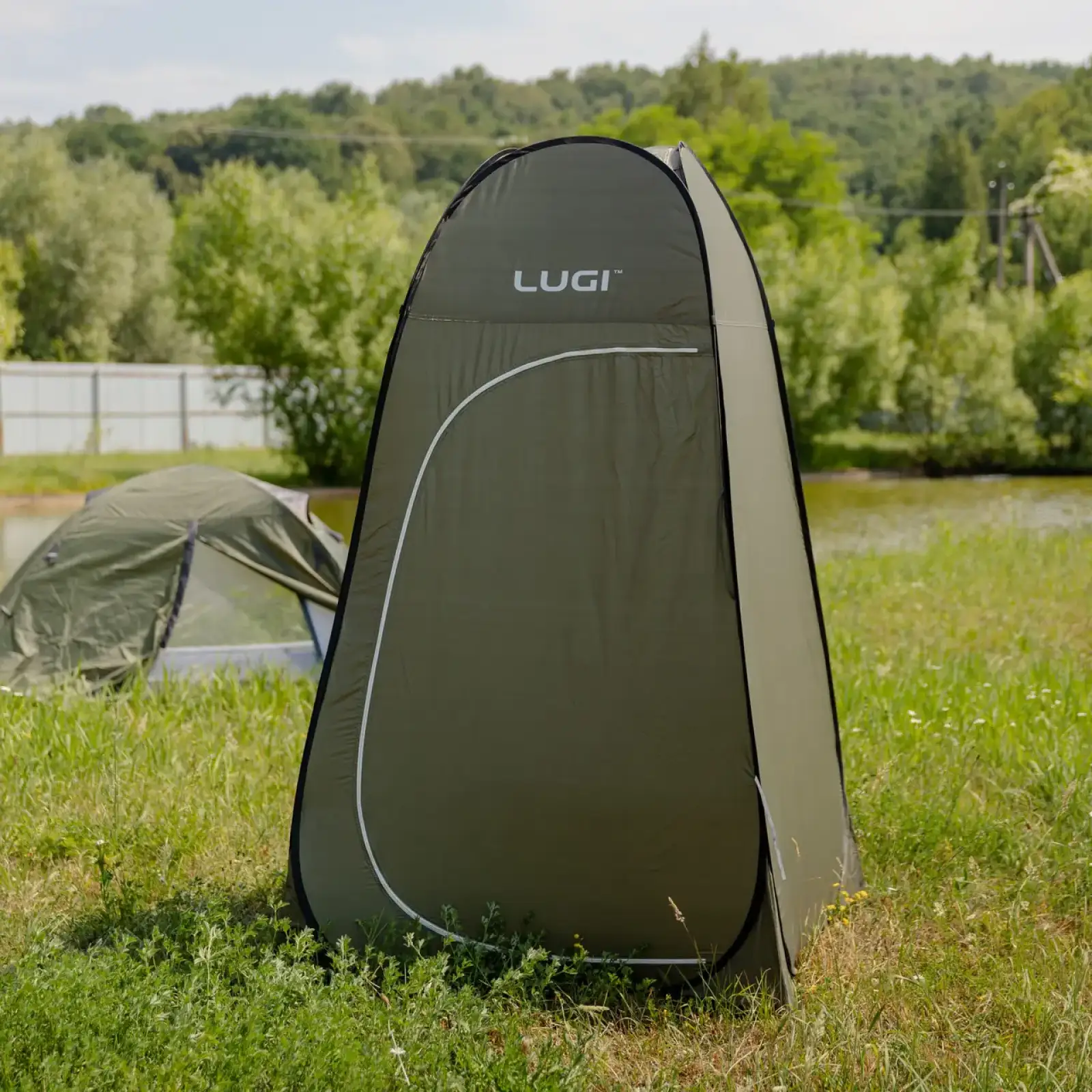 Намет душ-туалет для кемпінгу автомат 120×120×190 (см) LU-015DGR Хакі Lugi