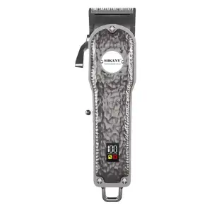 Машинка для стрижки Sokany акумуляторна з 4 насадками та USB срібло SKLF9976 UA