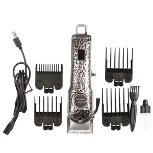 Машинка для стрижки Sokany акумуляторна з 4 насадками та USB срібло SKLF9976 UA