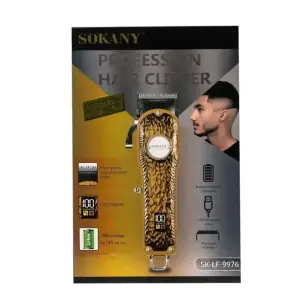 Машинка для стрижки Sokany акумуляторна з 4 насадками та USB золото SK-LF-9976 (SKLF9976GL) UA