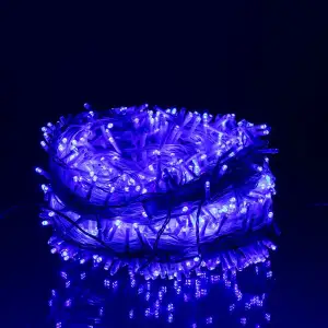 Гірлянда Різдвяна фея вулична 100 м 1000 LED білий провід Синій CF1000L100MWBL Garlando UA