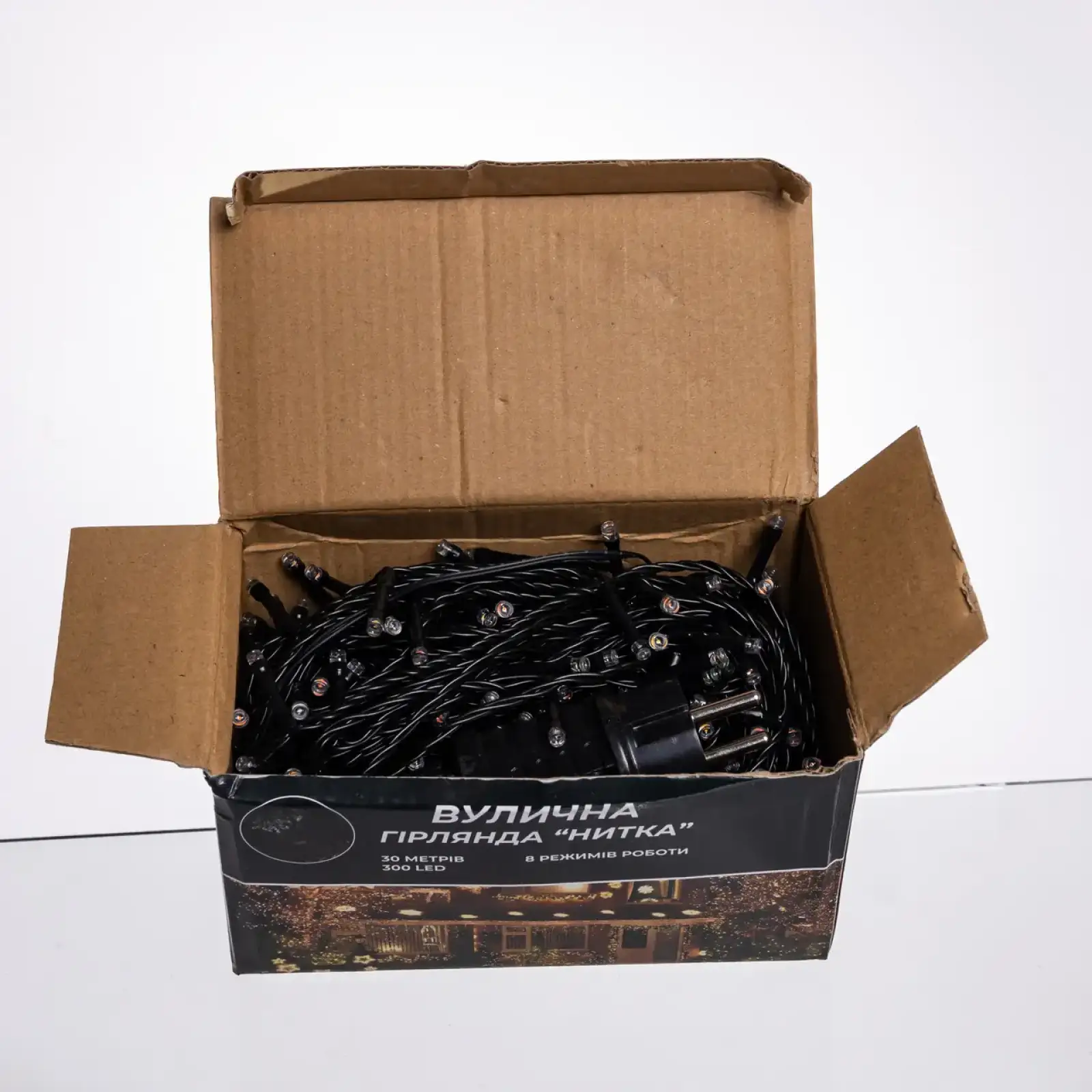 Гірлянда Нитка вулична 30 (м) 300 LED чорний провід Мультиколір CF300L30MBML Garlando UA