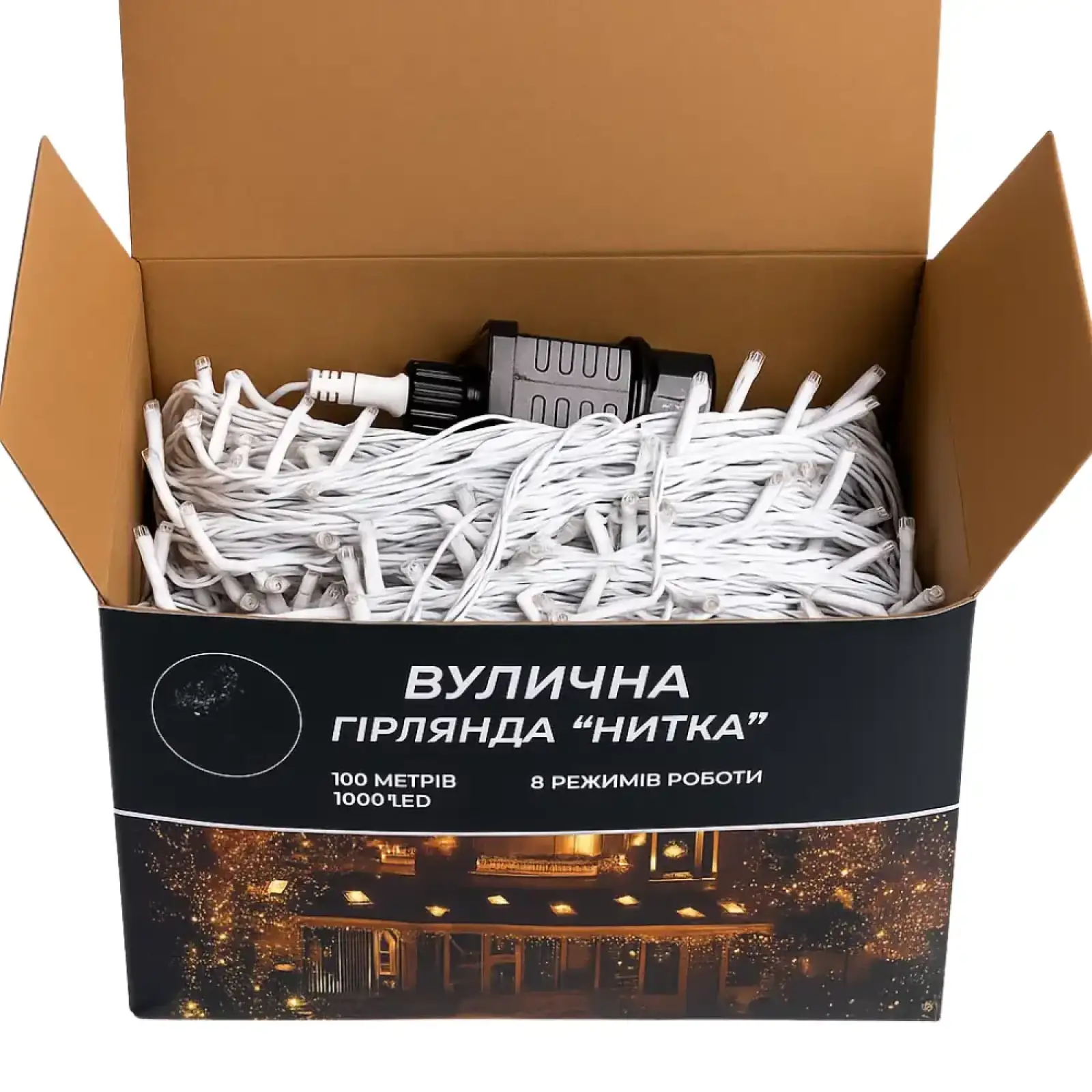 Гірлянда Різдвяна фея вулична 100 м 1000 LED білий провід Синій CF1000L100MWBL Garlando UA