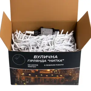 Гірлянда Різдвяна фея вулична 100 м 1000 LED білий провід Синій CF1000L100MWBL Garlando UA