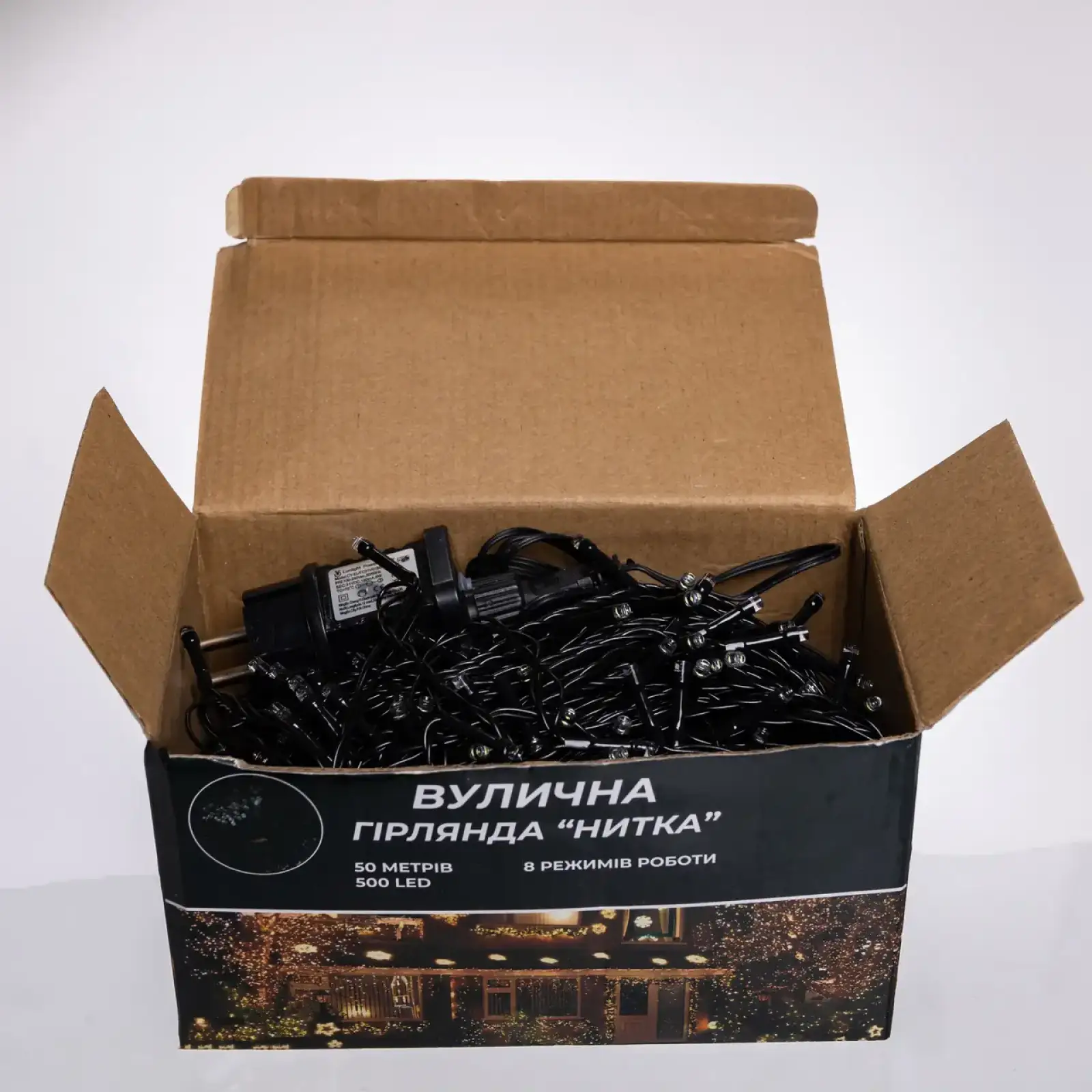 Гірлянда Різдвяна фея вулична 50 (м) 500 LED чорний провід Білий CF500L50MBW Garlando UA