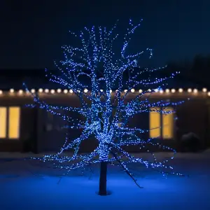 Новорічна гірлянда вулична 100 м 1000 LED із сонячною батареєю 8 режимів роботи чорний провід Синій SB1000L100MBBL Garlando UA