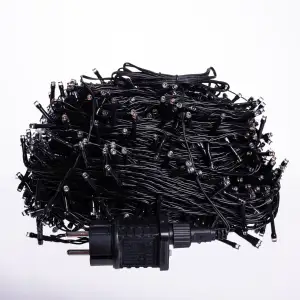 Новорічна гірлянда вулична 100 м 1000 LED із сонячною батареєю 8 режимів роботи чорний провід Синій SB1000L100MBBL Garlando UA