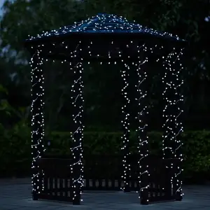 Новорічна гірлянда вулична 30 м 300 LED з сонячною батареєю чорний провід Білий SB300L30MBW Garlando UA