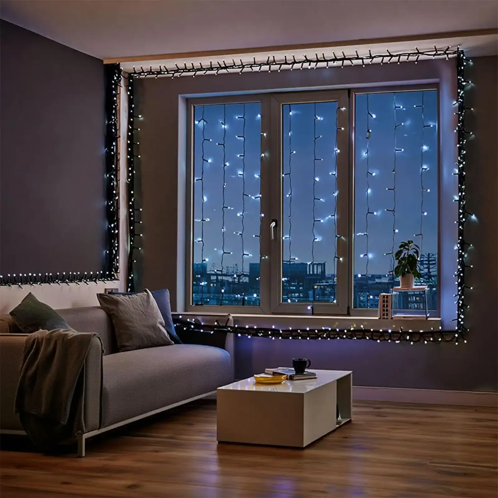 Новорічна гірлянда вулична 50 м 500 LED з сонячною батареєю чорний провід Білий SB500L50MBW Garlando UA