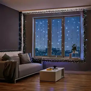 Новорічна гірлянда вулична 50 м 500 LED з сонячною батареєю чорний провід Білий SB500L50MBW Garlando UA