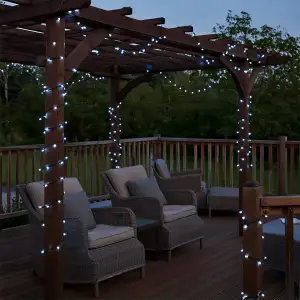 Новорічна гірлянда вулична 50 м 500 LED з сонячною батареєю чорний провід Білий SB500L50MBW Garlando UA