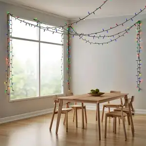 Новорічна гірлянда вулична 50 м 500 LED з сонячною батареєю чорний провід Мультиколір SB500L50MBML Garlando UA