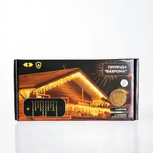 Новогодняя гирлянда уличная Бахрома 6 м 105 LED черный провод Белый 6МBW Garlando UA