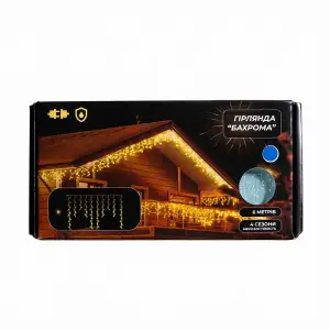 Новорічна гірлянда вулична Бахрома 6 м 105 LED чорний провід Синій 6МBBL Garlando UA