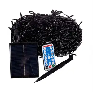 Новорічна гірлянда вулична 50 м 500 LED з сонячною батареєю чорний провід Білий SB500L50MBW Garlando UA