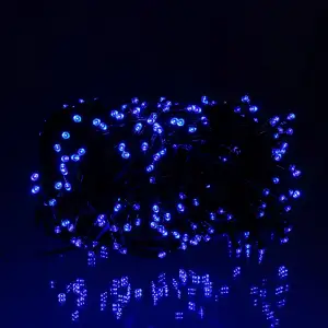 Новорічна гірлянда вулична 100 м 1000 LED із сонячною батареєю 8 режимів роботи чорний провід Синій SB1000L100MBBL Garlando UA