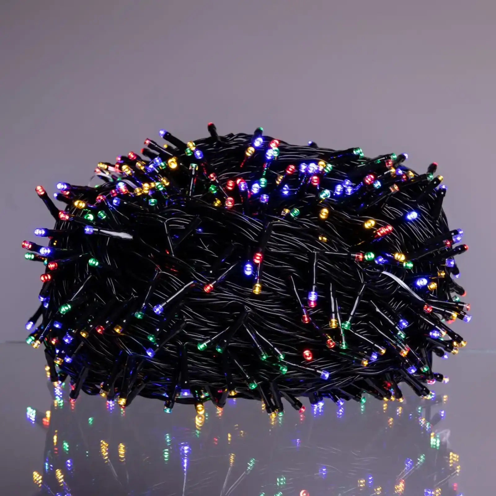 Новорічна гірлянда вулична 100 м 1000 LED з сонячною батареєю чорний провід Мультиколір SB1000L100MBML Garlando UA