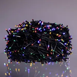 Новорічна гірлянда вулична 100 м 1000 LED з сонячною батареєю чорний провід Мультиколір SB1000L100MBML Garlando UA