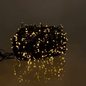 Новогодняя гирлянда уличная 100 м 1000 LED с солнечной батареей 8 режимов работы черный провод Желтый свет SB1000L100MBY Garlando UA