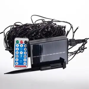 Новорічна гірлянда вулична 30 м 300 LED з сонячною батареєю чорний провід Синій SB300L30MBBL Garlando UA