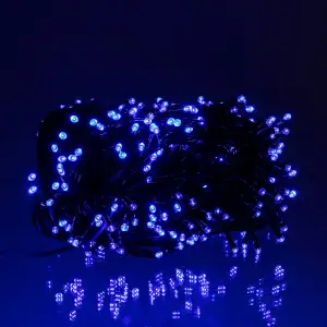 Новогодняя гирлянда уличная 30 м 300 LED с солнечной батареей черный провод Синий SB300L30MBBL Garlando UA