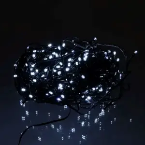 Новорічна гірлянда вулична 30 м 300 LED з сонячною батареєю чорний провід Білий SB300L30MBW Garlando UA