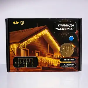 Уличная гирлянда бахрома 12 м 200 led черный провод Синий 12MBBL Garlando UA