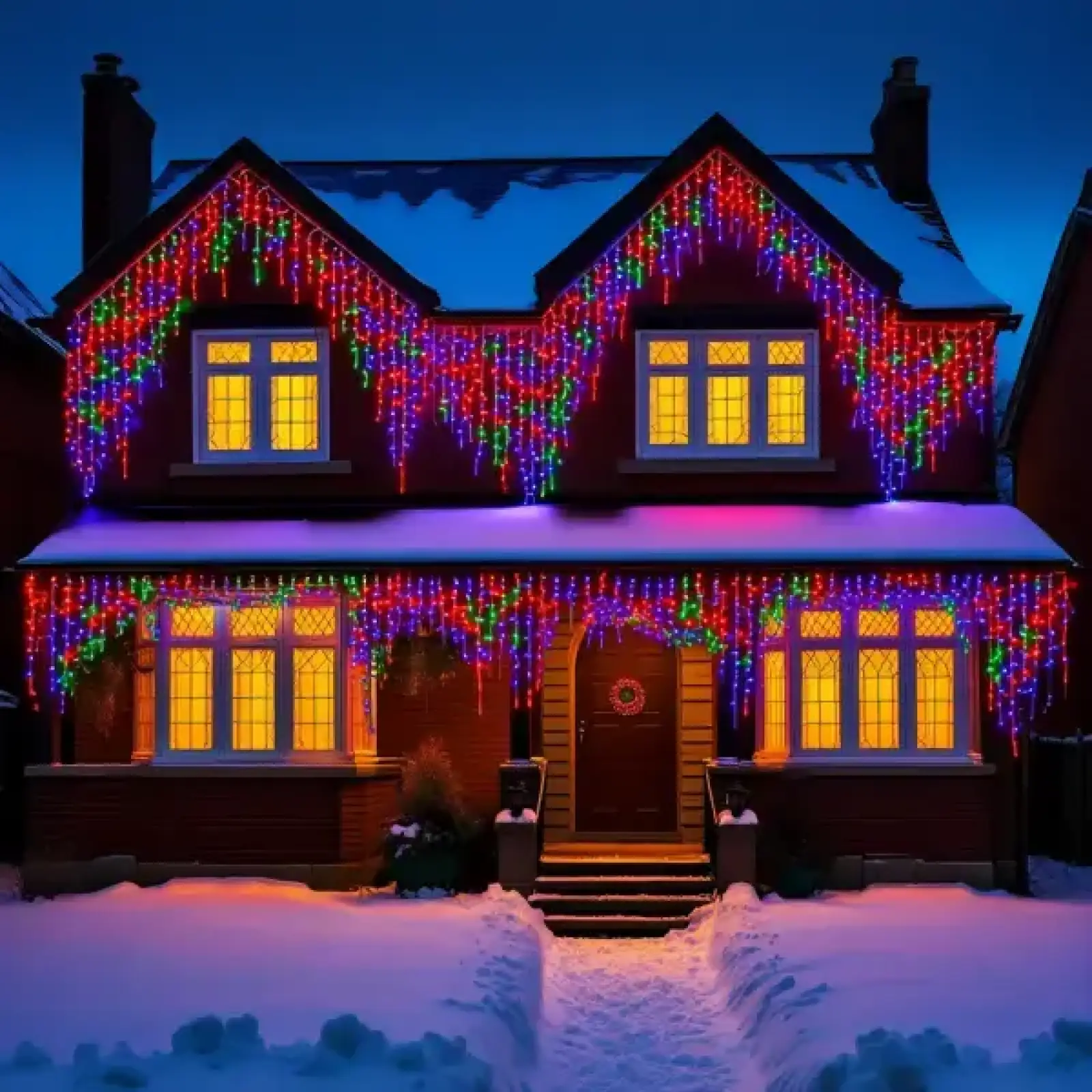 Вулична гірлянда Бахрома 20 м 335 LED білий провід Мультиколір 20MWML Garlando UA