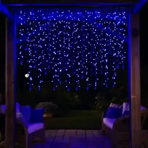 Вулична гірлянда Бахрома 20 м 335 LED гірлянда штора чорний провід Синій 20MBBL Garlando UA