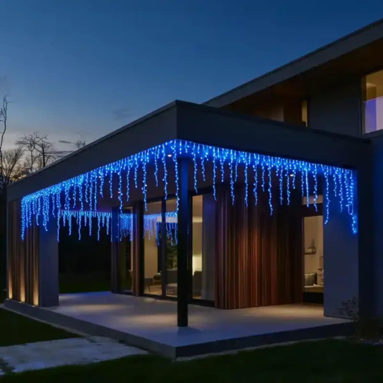 Вулична гірлянда Бахрома 25 м 405 LED гірлянда штора білий провід Синій 25MWBL Garlando UA