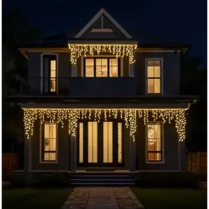 Вулична гірлянда Бахрома 25 м 405 LED гірлянда штора білий провід Жовтий 25MWY Garlando UA