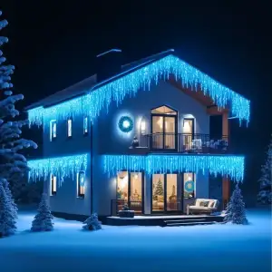 Вулична гірлянда Бахрома 50 м 840 LED чорний провід Синій 50MBBL Garlando UA