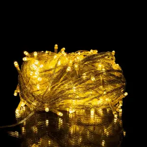 Новогодняя гирлянда комнатная нить 18 м 180 LED комнатная гирлянда белый провод Желтый свет W180LED18MWY Garlando UA
