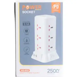 Мережевий фільтр подовжувач 2.8 м з лампою на 9 універсальних розеток з 2 USB, 1 Type-C, бездротова зарядка HP-5-5 Yiwu UA